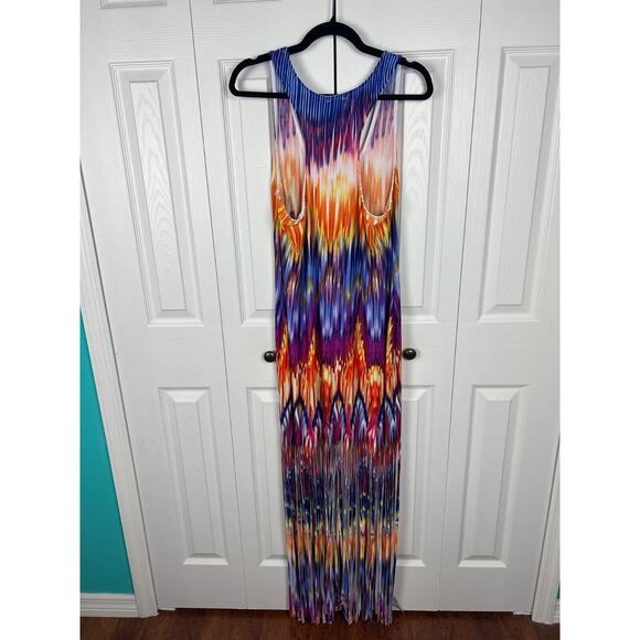 Venus Tank Bodycon Stretchy Multicolor Fringed Boho Midi/maxi Dress Size 12 M/L - Picture 8 of 8